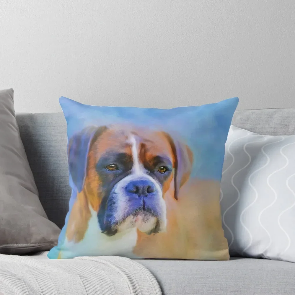 Boxer Blues Dog Art Throw Pillow Christmas Covers Pillows Aesthetic Cushion Child pillow