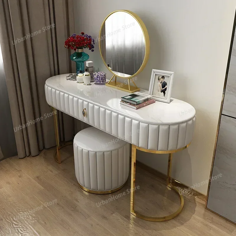 

Luxury Modern Dressers Nordic Bedroom Penteadeira Dressing Table LED Mirror Makeup Cabinet Bedroom Storage Vanity Furniture