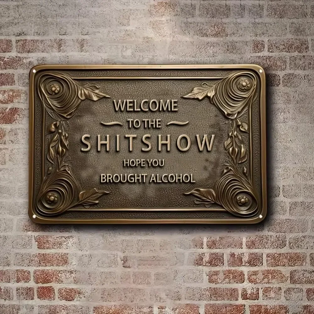 لافتة حائط من القصدير "مرحبًا بكم" من BARDECORPRO |   1 قطعة، تصميم عتيق مضحك |   ألومنيوم كثيف منقوش، مثالي للحانات والمحلات التجارية والساحات