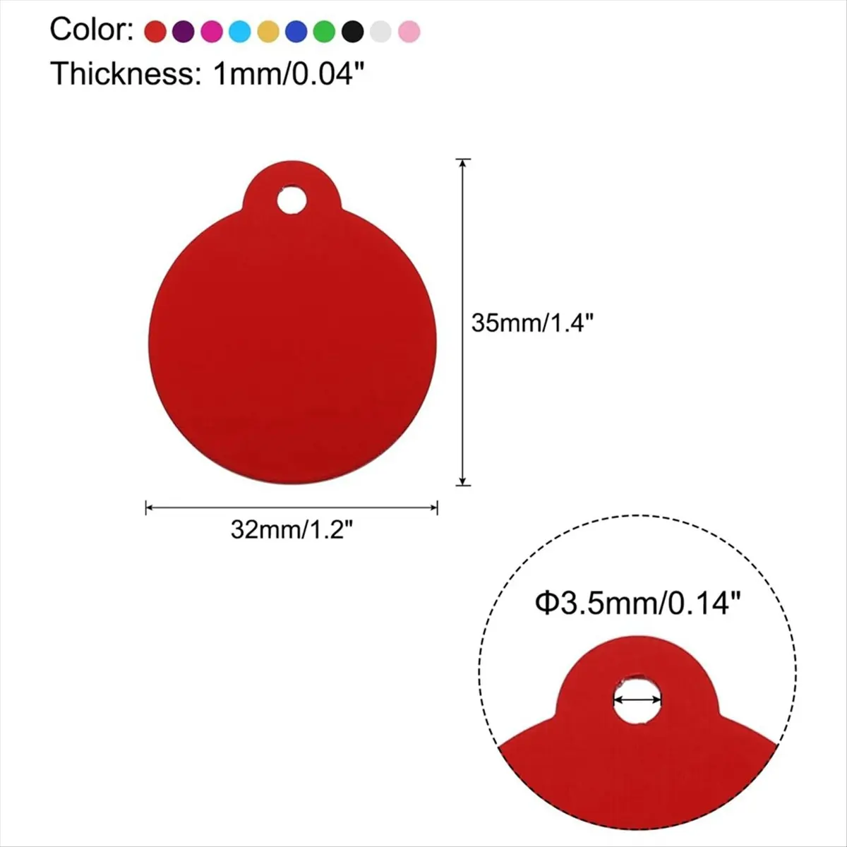 BHBL 30PCS Round Laser Engraving Blanks Tags, Stamping Blank Tags, Dog ID Tag, 10 Color DIY Metal Tags for Pet, Craft Tags