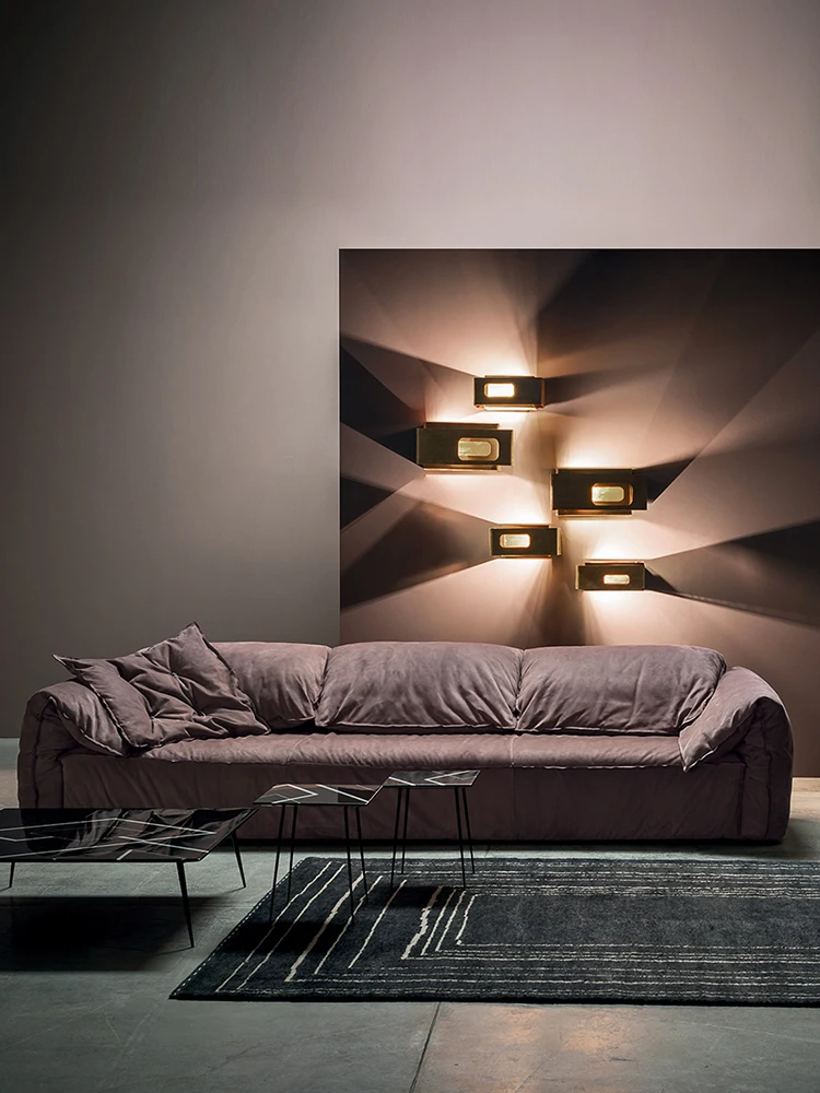 

Italian minimalist baxter suede sofa, modern simple size, light luxury down fabric lazy sofa