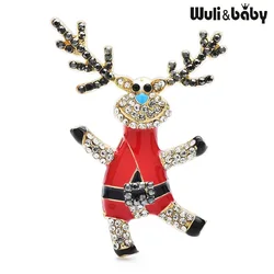 Wuli&baby Charming Dancing Deer Brooches For Women Lovely Christmas New Year Lucky Animal Brooch Pins Gifts