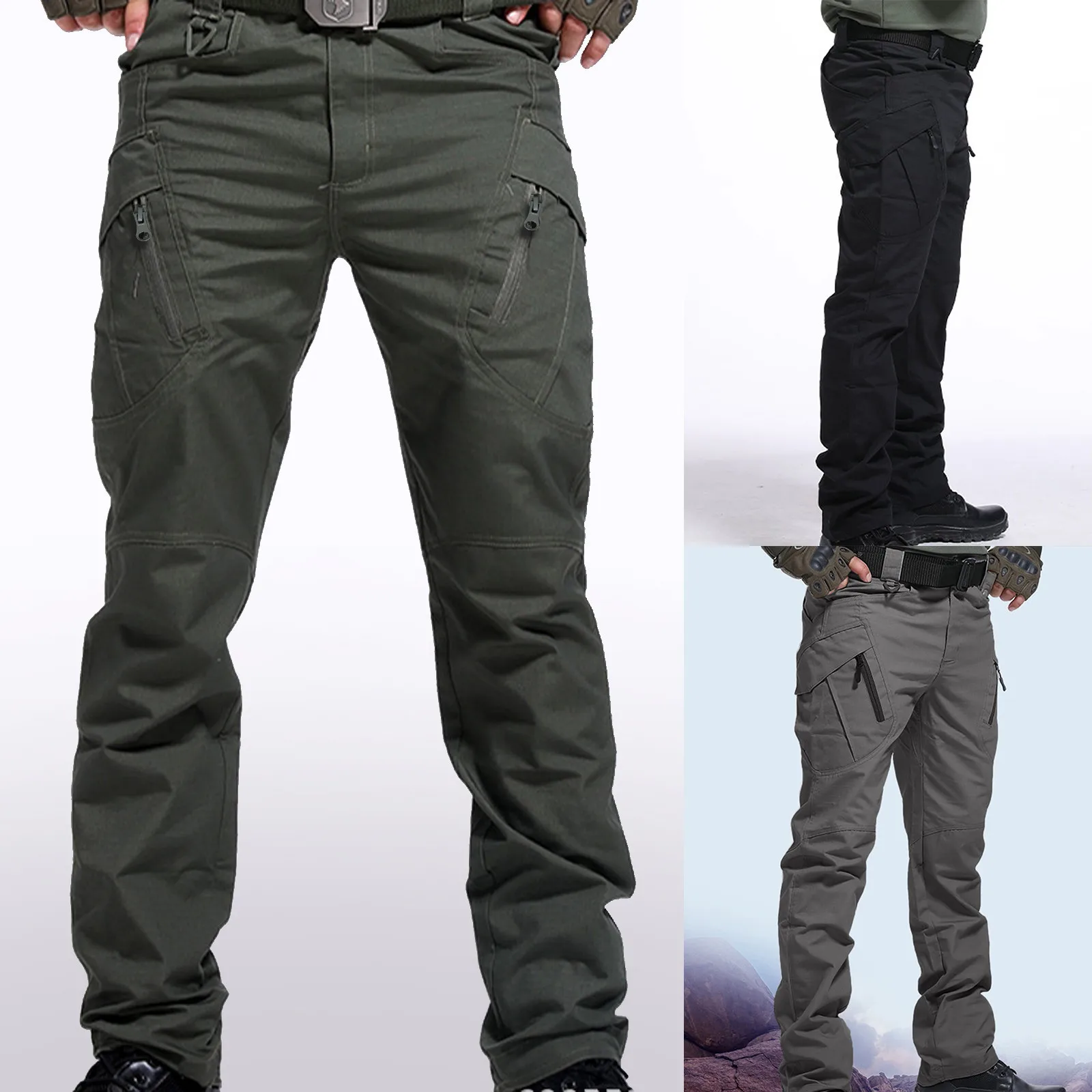 

New Mens Tactical Pants Multiple Pocket Elasticity Urban Commuter Tacitcal Trousers Men Slim Fat Cargo Pant