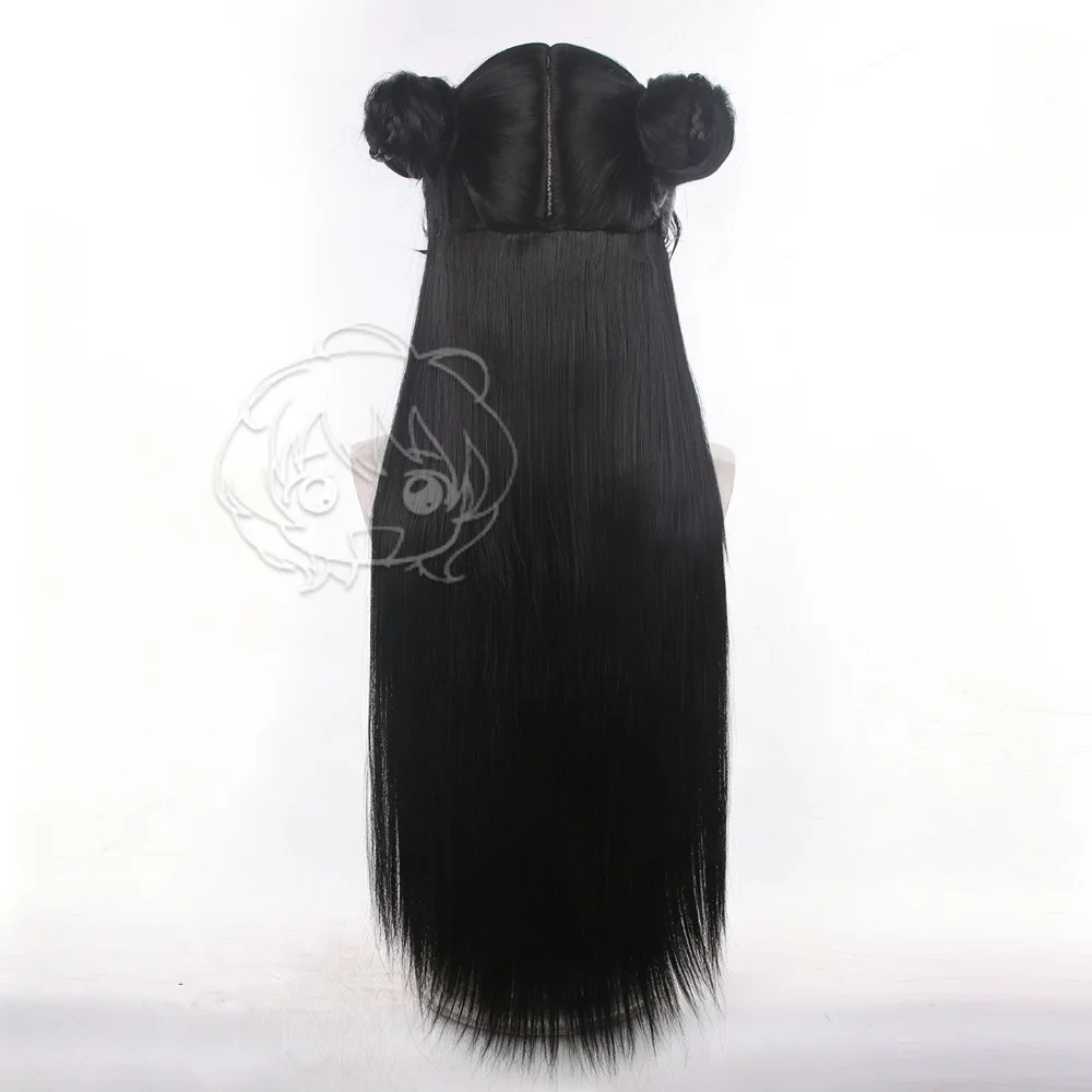 80cm Big Brother Nezha Cosplay Wig Center-Parted Long Black Hair Anime Comic Con Party Accessories Heat Resistant Synthetic Hair