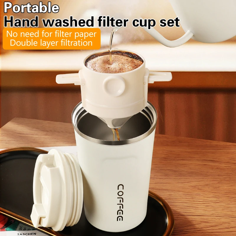 Coffee Filter Set Stainless Steel Drip Coffee Holder Funnel Portable Reusable Tea Infuser Stand Paperless Pour Coffee Dripper