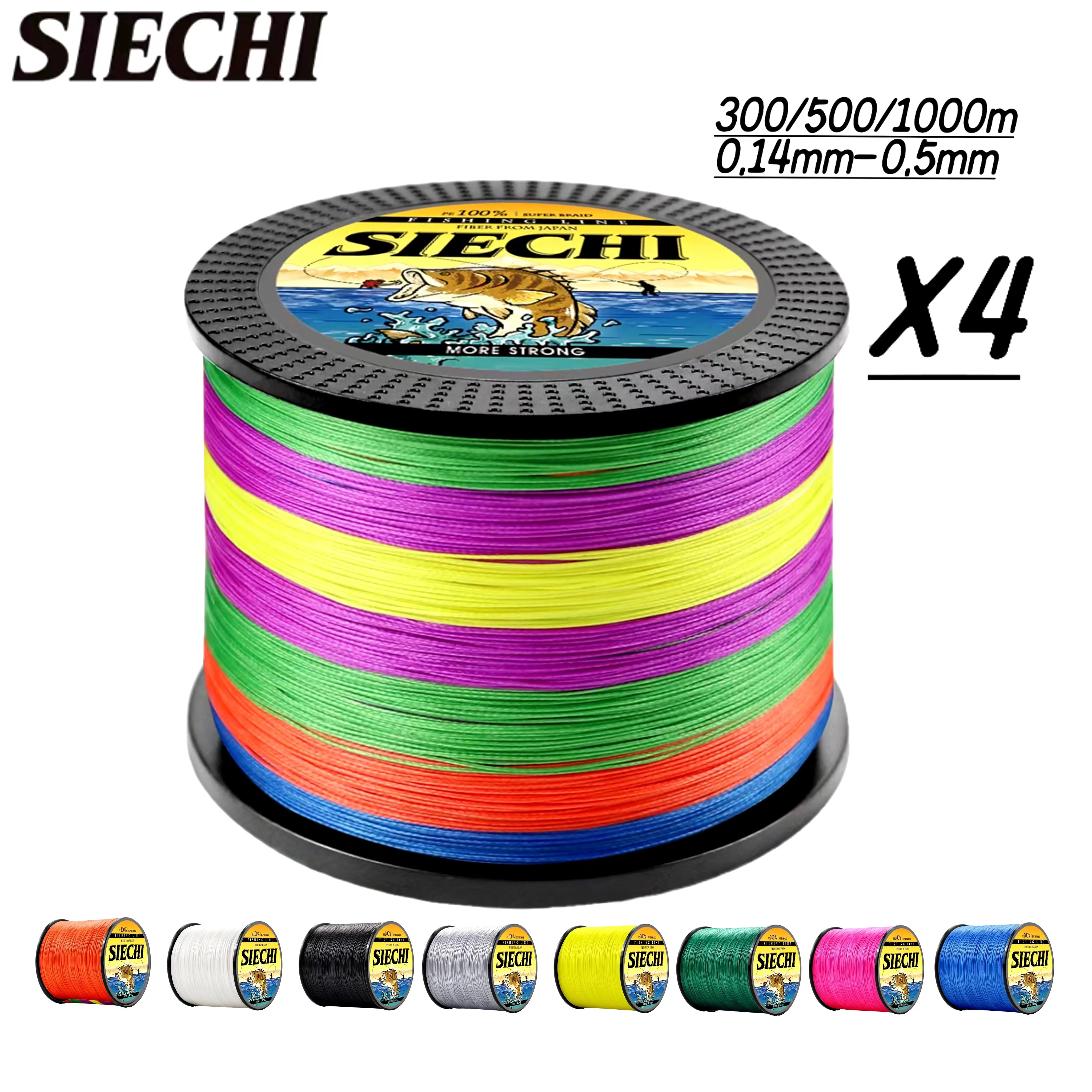 

SIE 4 Strands Abrasion Resistant Braided Fishing Line PE Super Strong Anti-bite Line, Fishing Accessories For Freshwater 3000M