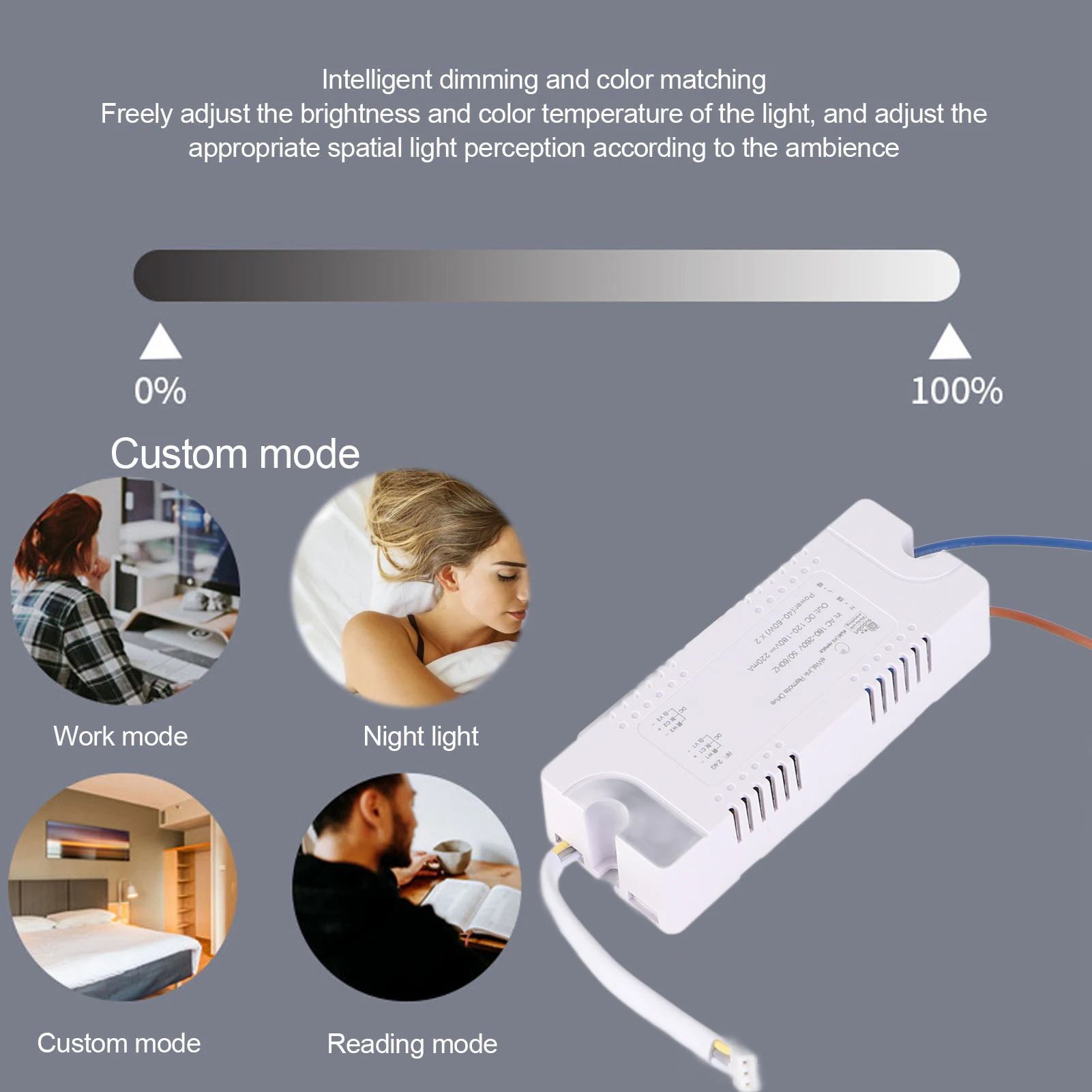 ZK40 LED Driver Dimming Controller Voice Control APP Remote Control 2.4G Intelligent Driver AC180‑260V