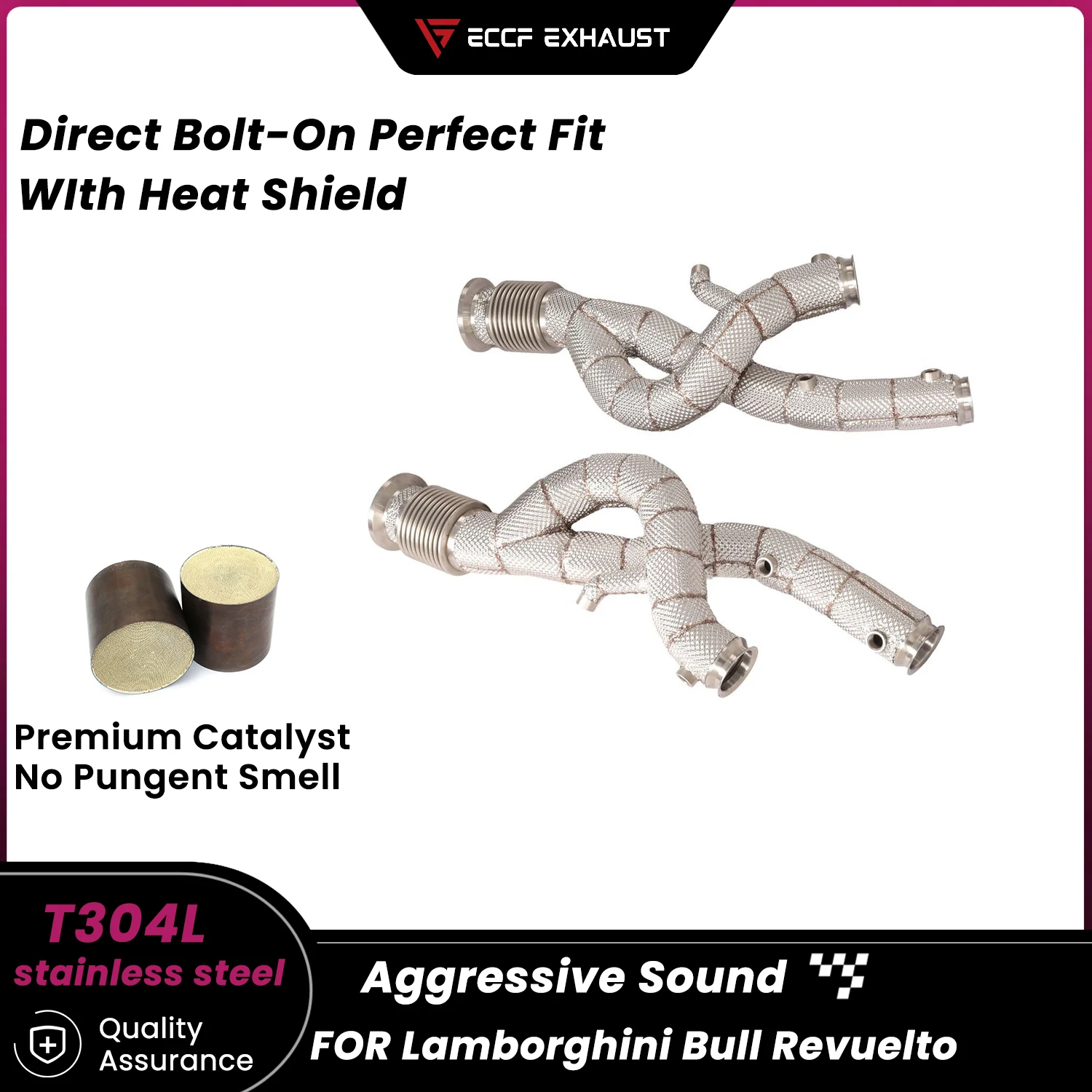 

Aggressive Exhaust Sound Sports Downpipe With Heat Shield For Lamborghini Bull Revuelto Performance Upgrade Easy Installation