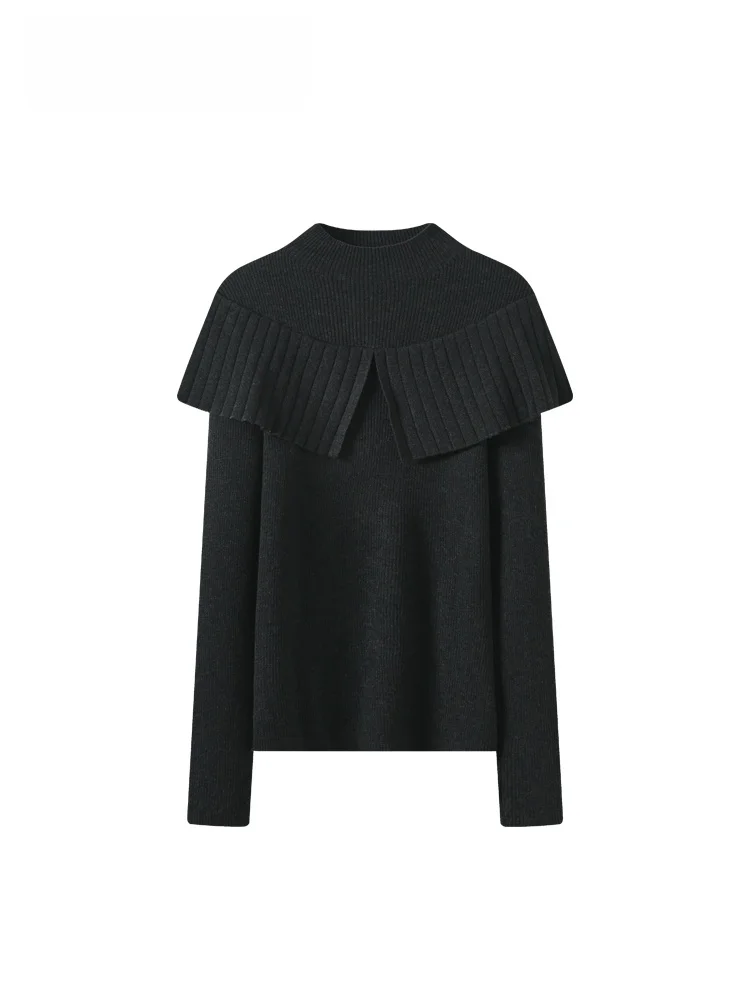 

plus Size High Ne Long Sve Knitwear Women's Spring Faion Splicing Design Slimming Effect Casual Sle Polyester Fiber