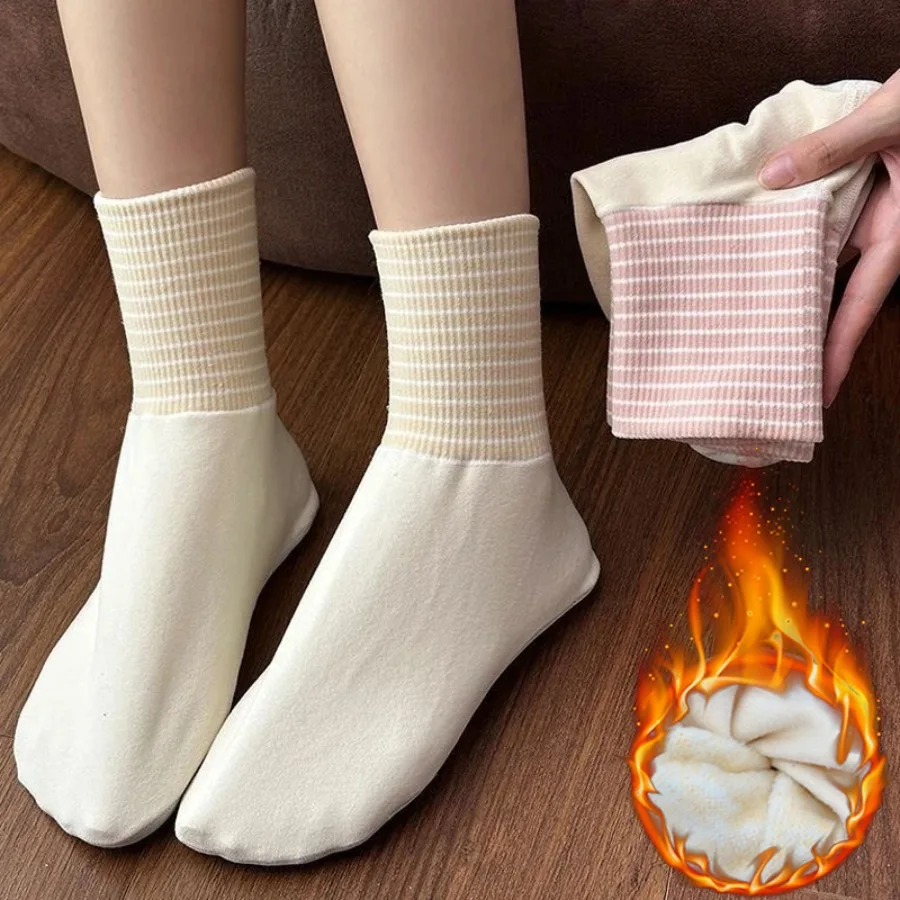 

Stripe Sleeping Socks for Men and Women Socks Artemisia Bottom Velvet Winter Warm Thickening Breathable Foot Floor Sleep Socks