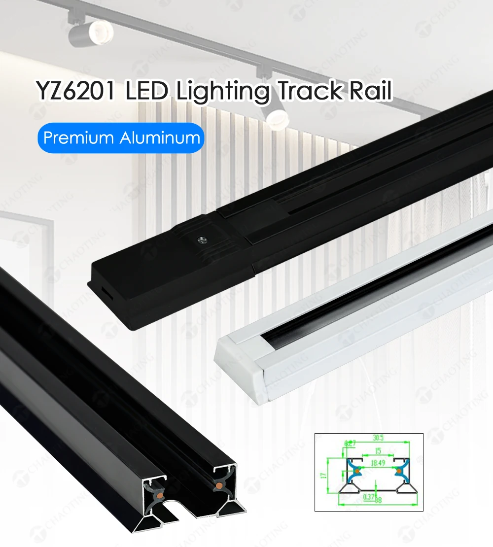 LED Track Light Accessories 2 Wires Aluminum Linear Decorative Track Rail For Museum Track Light