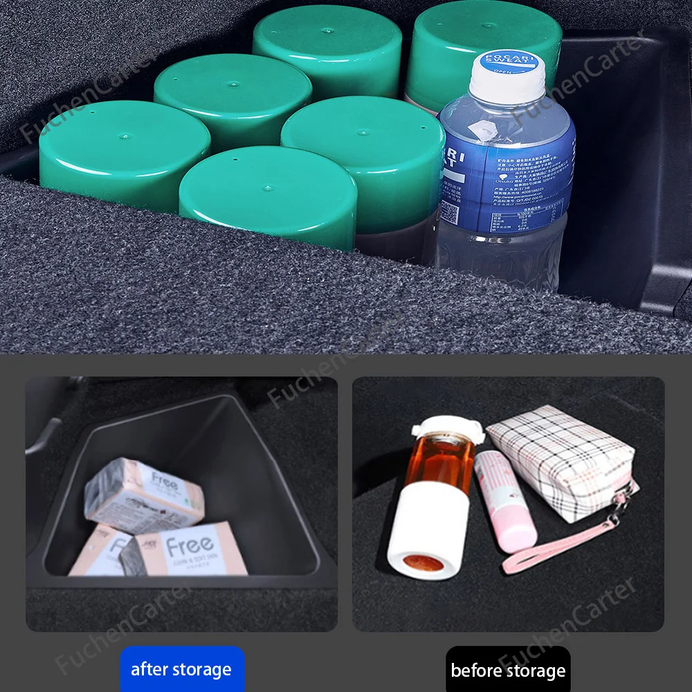 Rear Trunk Side Storage Bins Compatible 2026 for Tesla Model Y Juniper, Odorless TPE Waterproof Organizer with Lid - view 4