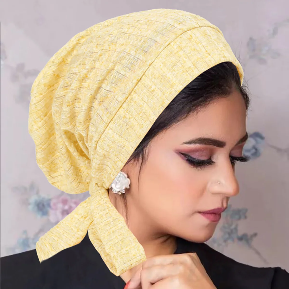 Pre-Tied Muslim Women Hijab Bonnet Solid Color Pleated Turban Chemo Cap Ruffles Headscarf Beanies Hair Loss Cover Turbante Mujer