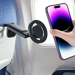 Magnetic Airplane Phone Holder Travel Essentials Flexible Rotation Hands-Free Desk Phone Mount for iPhone 15/14/13 /12