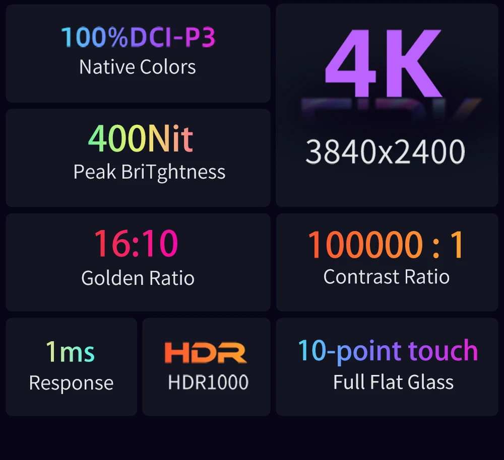 16 Zoll 4K OLED Tragbarer Monitor 16:10 3840*2400p 400Nits USB-C HDMI-kompatibler Externer Gaming-Monitor für PS5 Switch Laptop – Detail 3