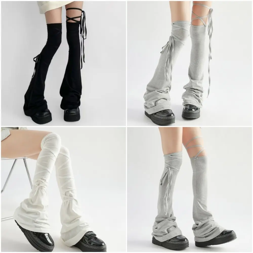 Cotton Hottie Leg Warmers Lace Up Closure Multicolor Lace Up Leg Warmers Prevent Slippage Cosplay High Tube Leg Warmers JK Girl