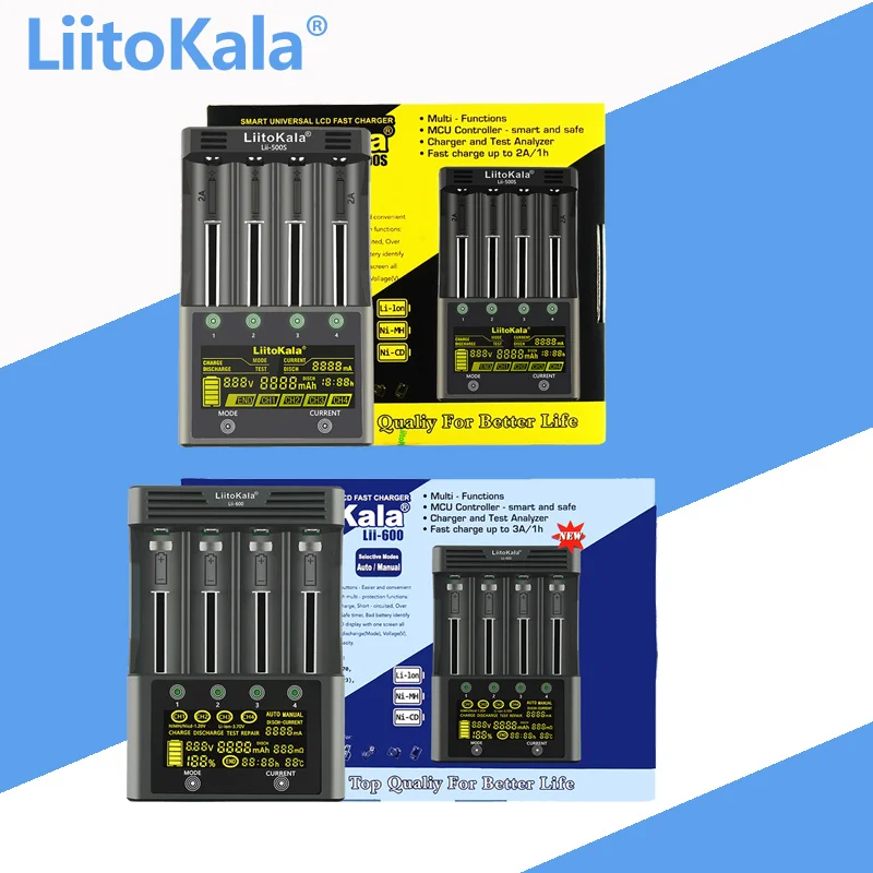 Зарядное устройство LiitoKala Lii-500S Lii-600 Lii-PD4 Lii-S8 для 18650 26650 21700 18350 AA AAA 3,7 В/1,2 В/литиевой NiMH аккумулятор