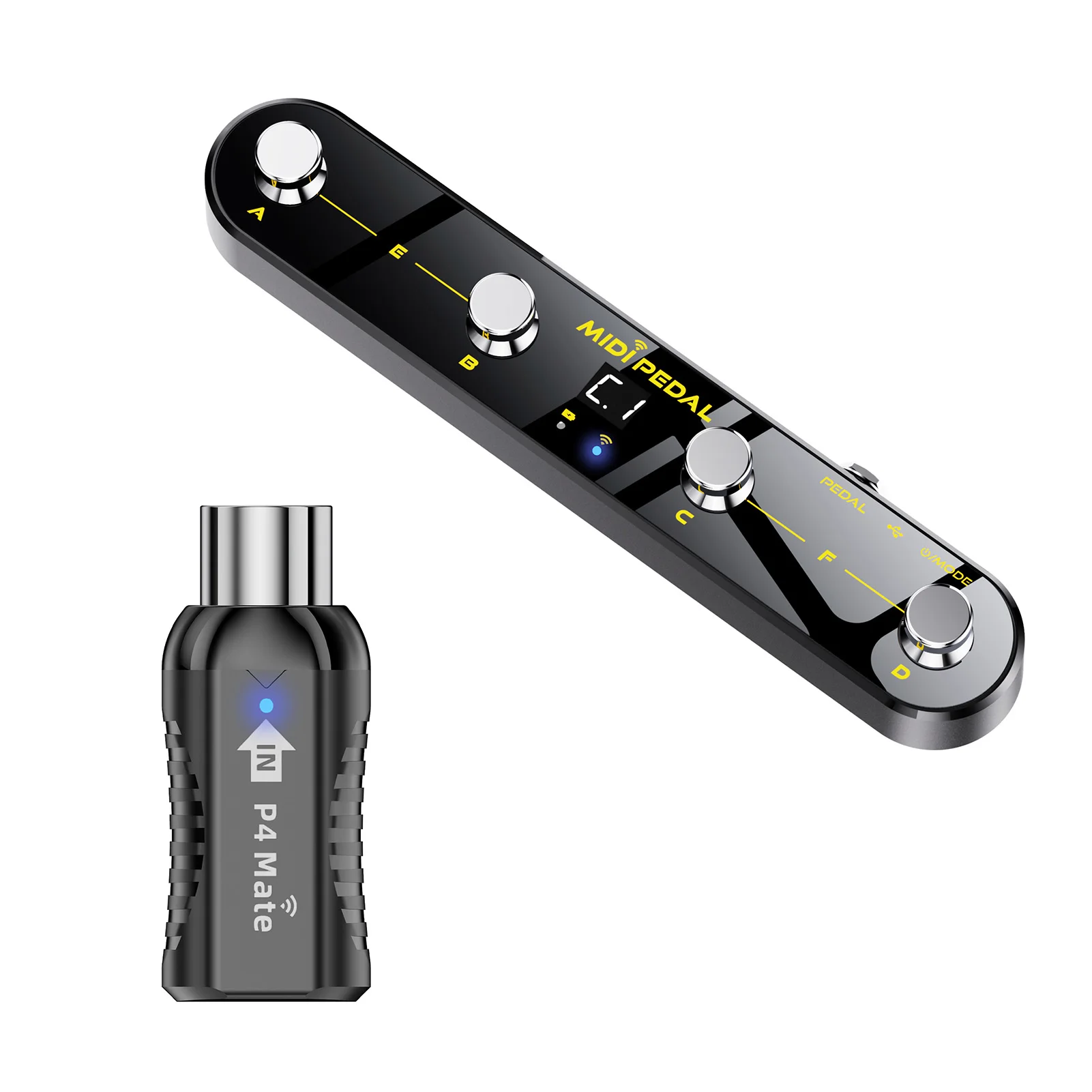 Pedale controller MIDI wireless 5 modalità Display digitale 25 ore Interruttore a pedale USB Ricevitore wireless per mixer Effetti per chitarra elettrica