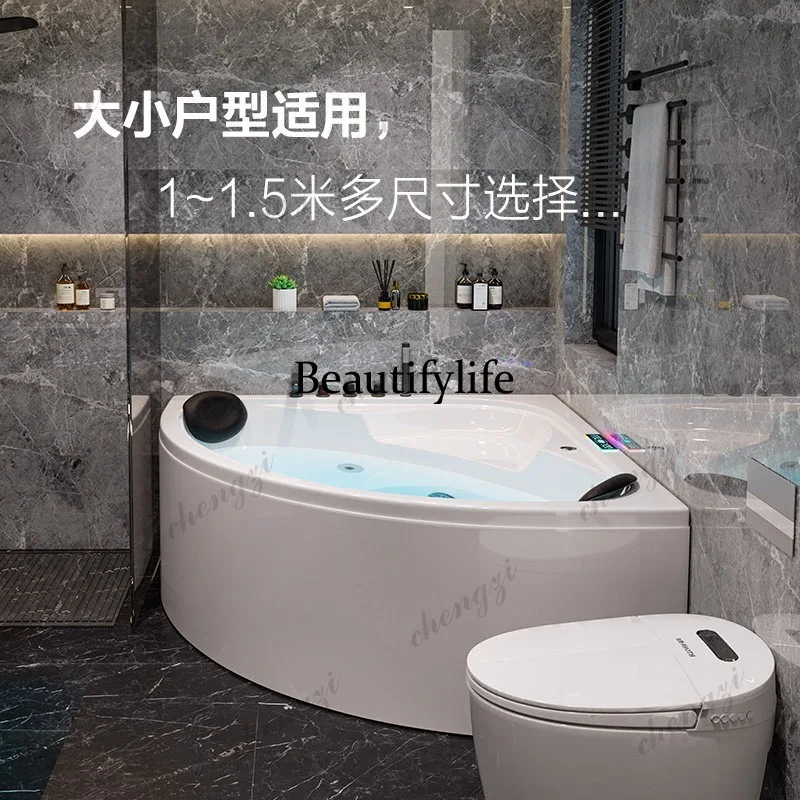 Japanese surfing massage intelligent thermostatic bathtub household adult acrylic corner fan small apartment bathtub
