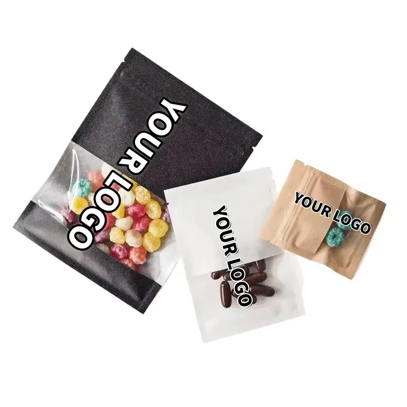 

Плоская белая/коричневая/черная крафт-бумага, 100/300 шт., сумка на молнии с окном, сделай сам, капельные кофейные зерна, закуски, конфеты, сахар, чай, подарочные пакеты для хранения