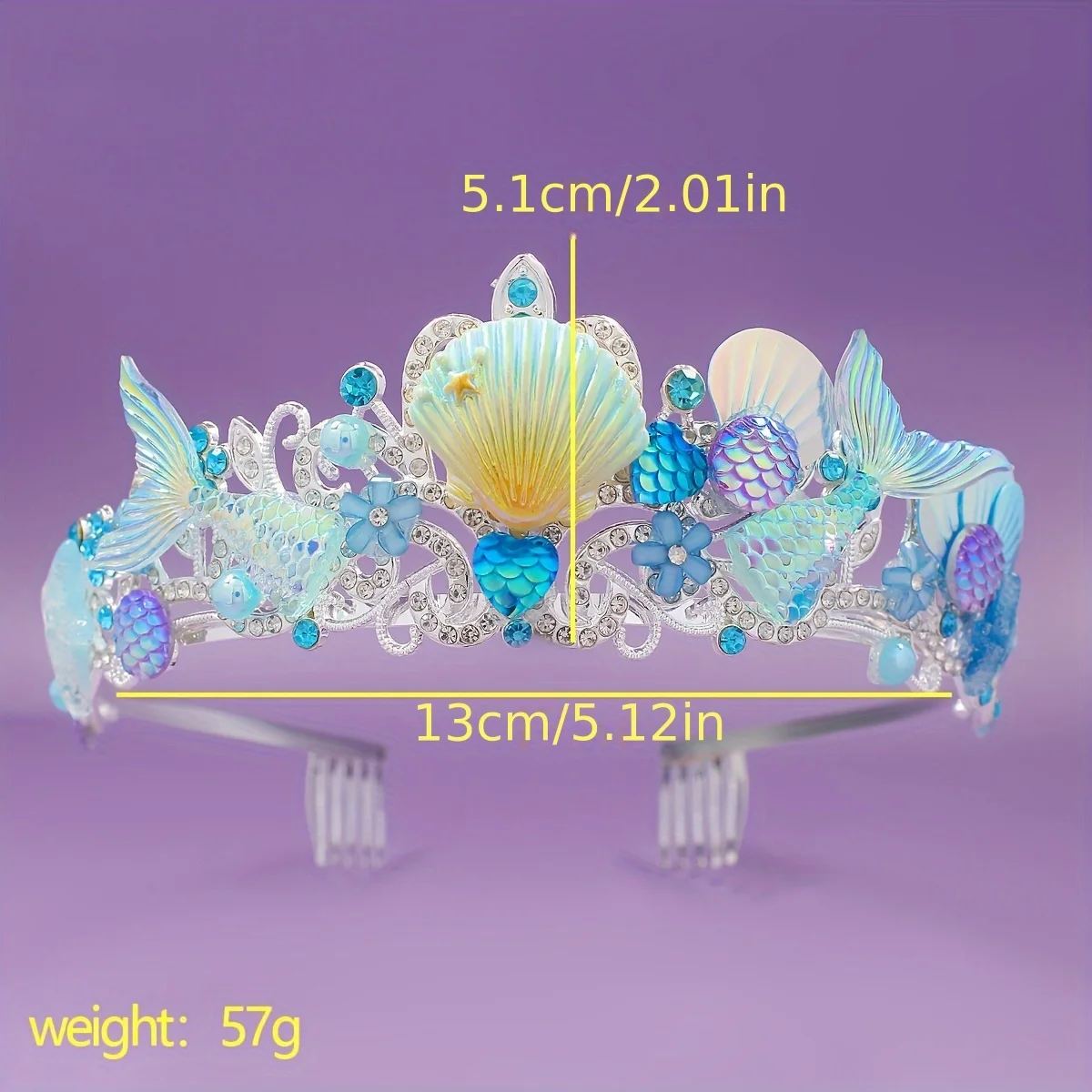 2025 New Mermaid Hair Comb Crown Ocean Series Alloy Crown Adorable Children's Headband Birthday Gift, Party Headpiece Accessory view 2