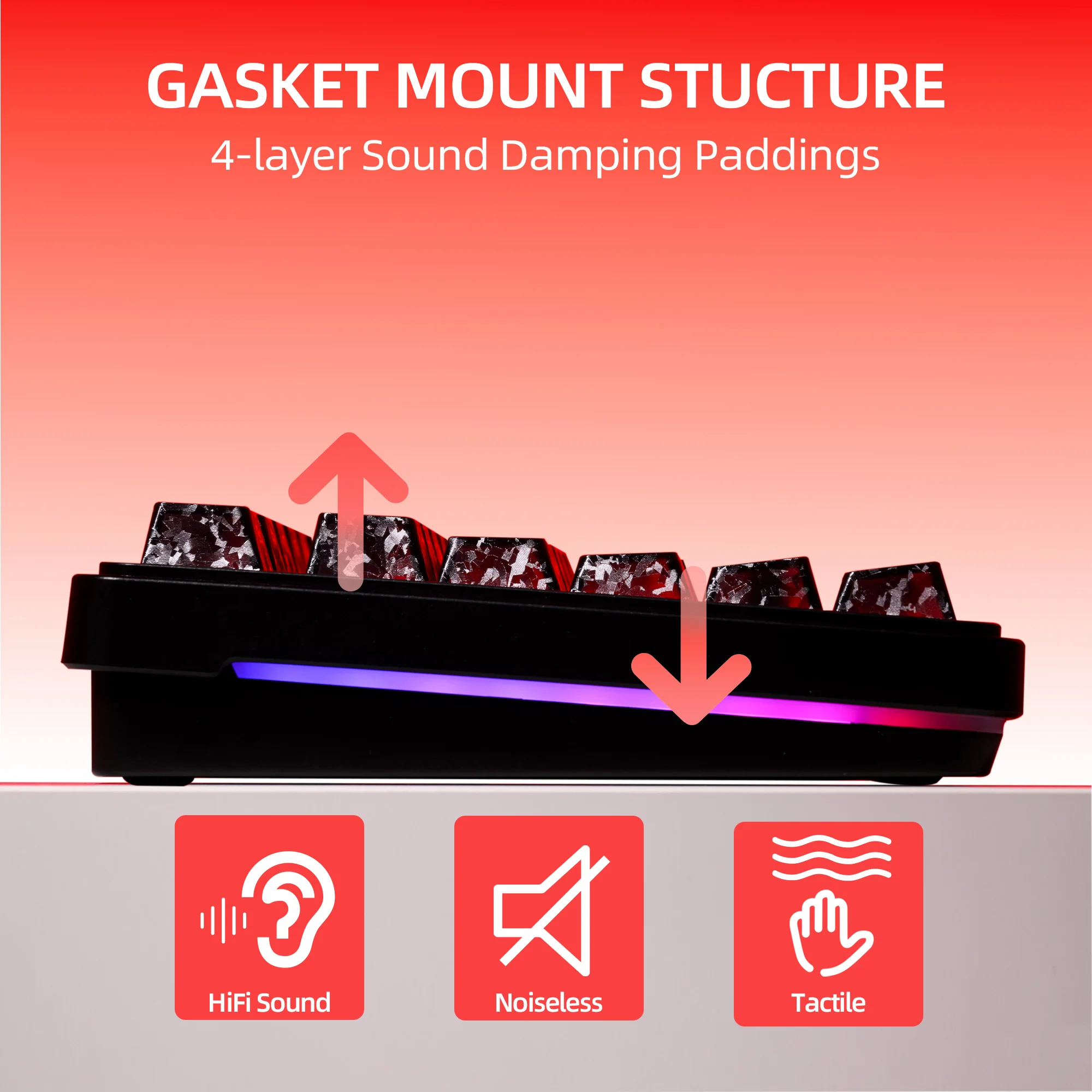 XVX M75 Forged Carbon Smoke 75% Tri-Mode RGB Mechanical Keyboard with Knob