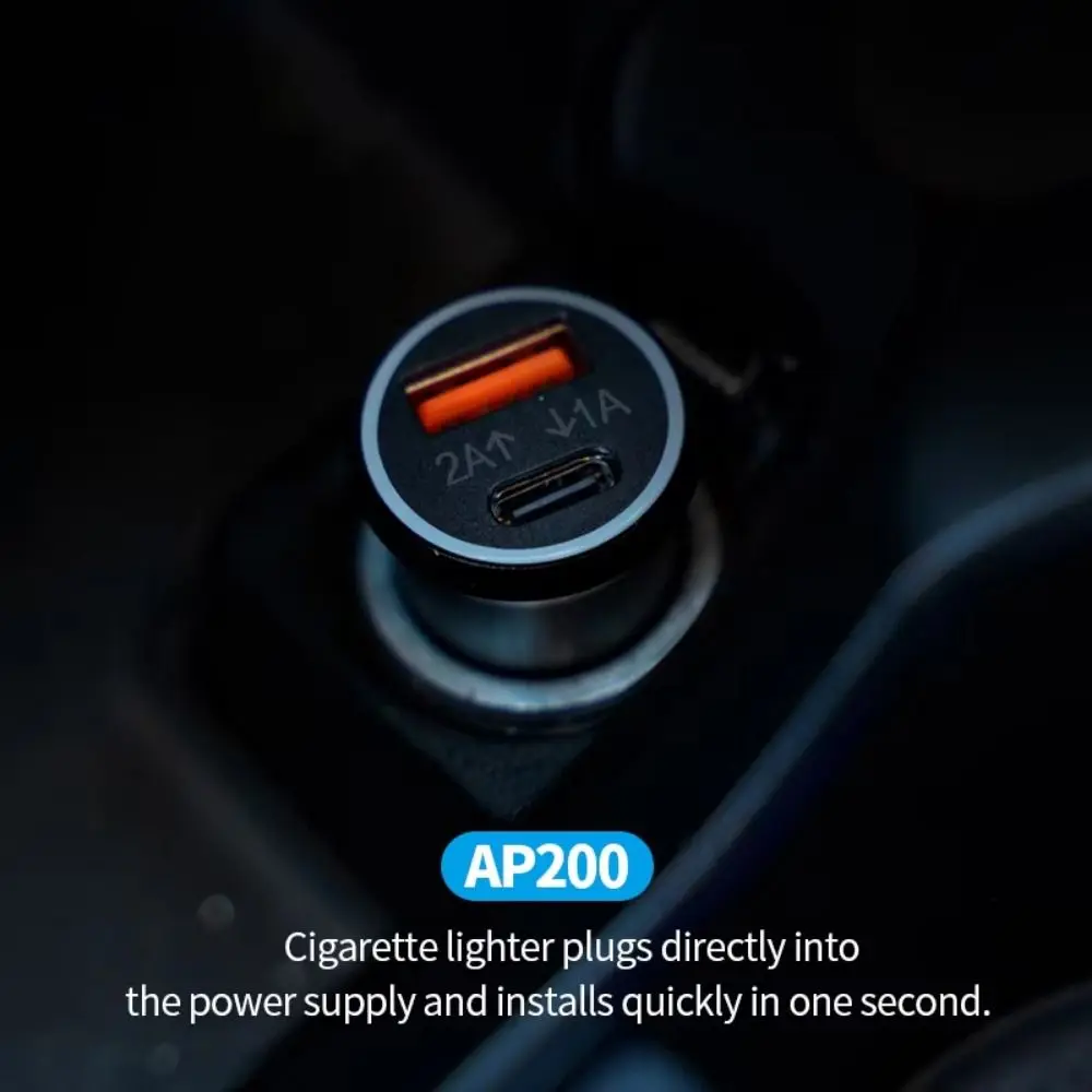 2 in 1 Dual Port Car Charger USB Type-C Adapter Fast Charging GPS Car Locator Tracker Real Time Tracking Plug and Play