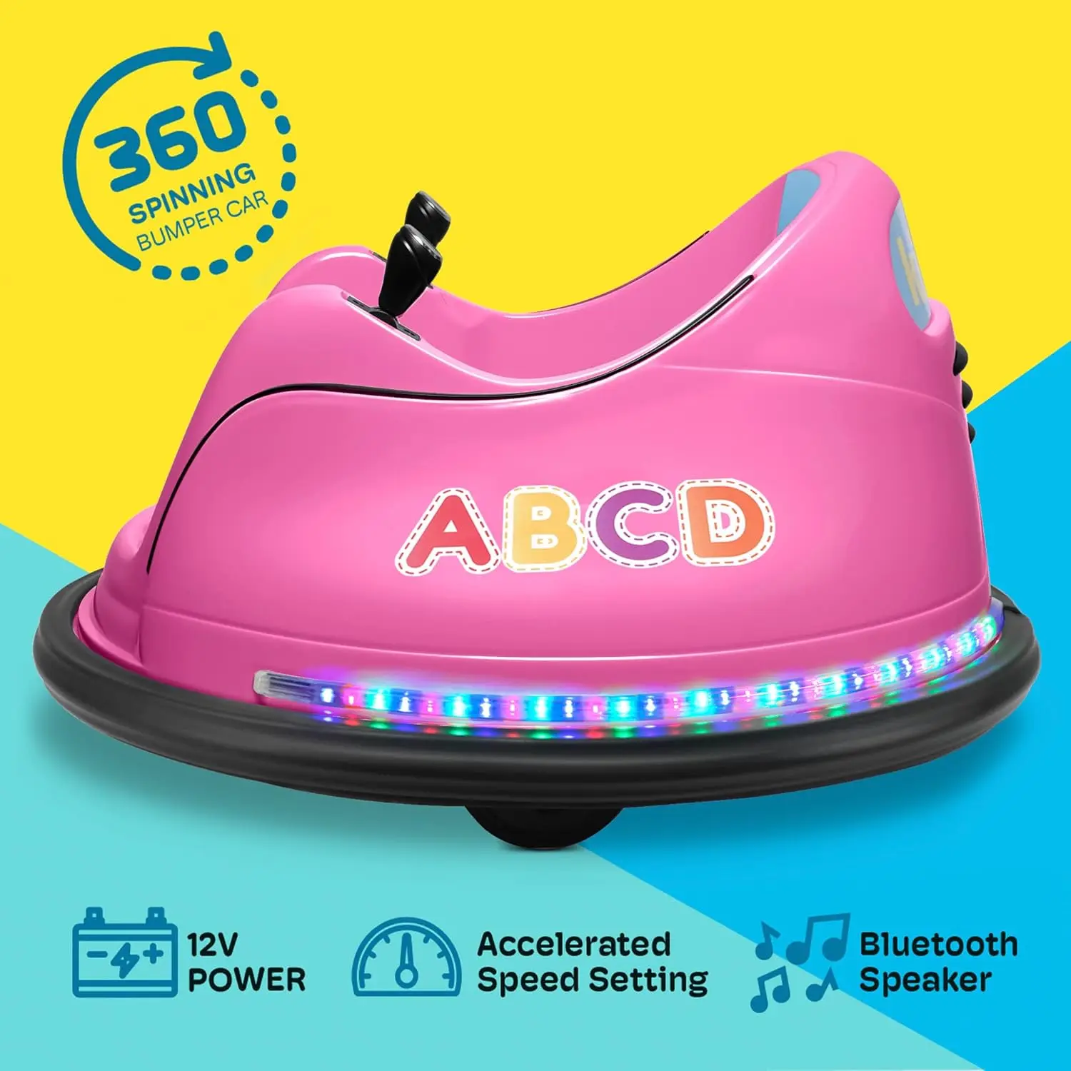 12V 2-Speeds Electric Ride On Bumper Car for Kids & Toddlers 1.5-6 Years Old, DIY Sticker Baby Bumping Toy Gifts W/Remot