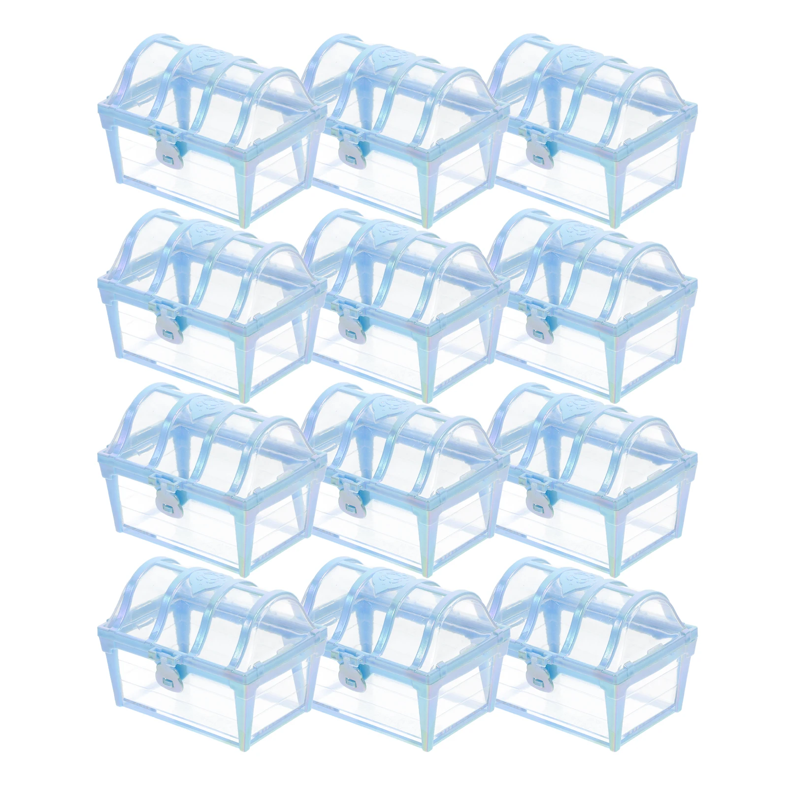 

12pcs Colored Treasure Chest Clear Lid Plastic Candy Boxes Birthday Party Wedding Favor Gifts Pirate Candy Box Storage