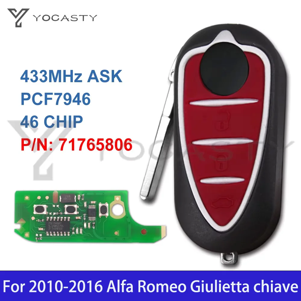 

YOCASTY 433MHz ID46 Flip Folding Remote Car Key For 2010-2016 Alfa Romeo Giulietta chiave Delphi/Marelli Sytem