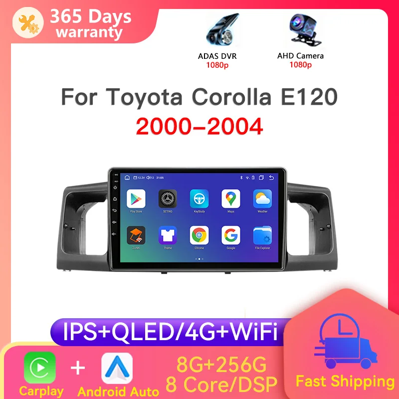 Car Radio For Toyota Corolla E120 2000‑2004 DSP GPS Wireless Carplay Android Auto Head Unit Intelligent Center Multimedia Player