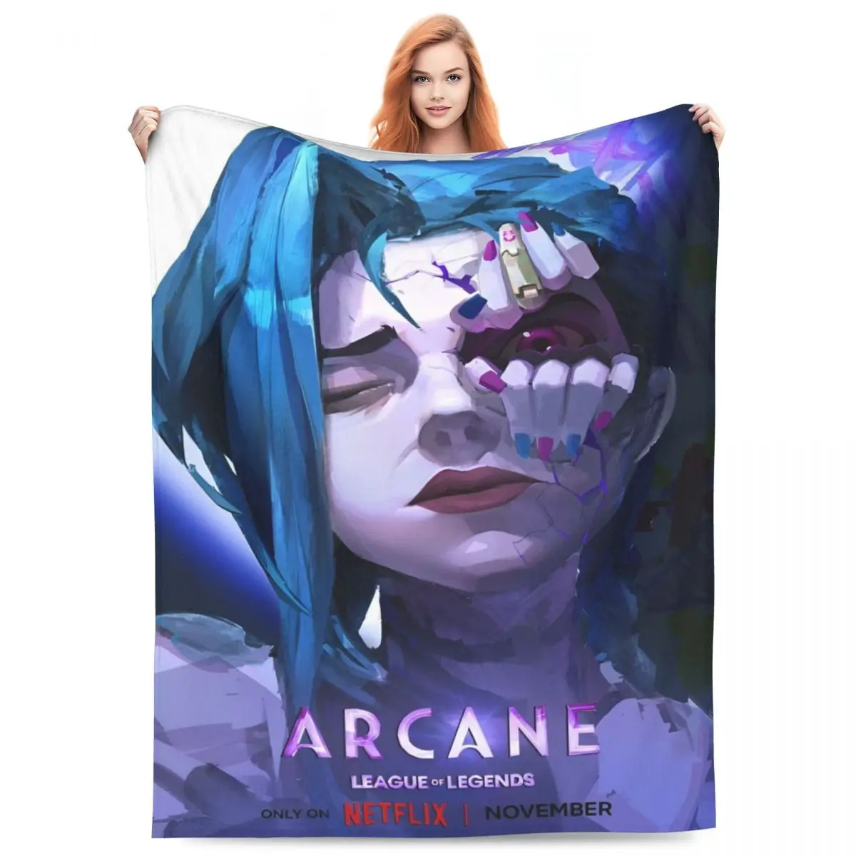 Arcane Anime Jinx Blanket Quality Warm Bedding Throws Autumn Travel Couch Chair Sofa Bed Print Bedspread