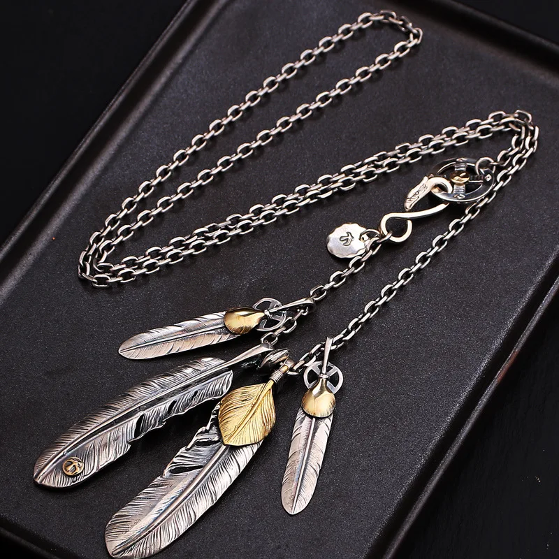 Hip Hop Punk Style Classic Feather Necklace Set Chains Exquisite Pendant Men Business and Domineering Banquet Jewelry