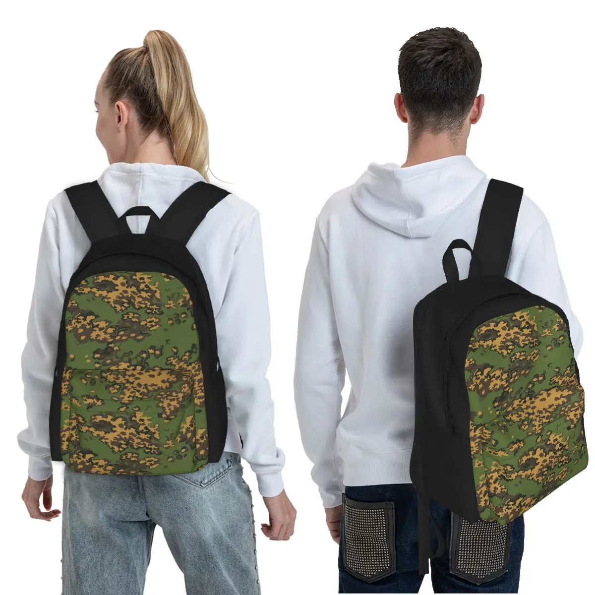 Splintertarn German WW2 Camouflage Army Military Camo Student Backpack School Bag for Boys Girls Fashion Bookbag Shoulder Bags