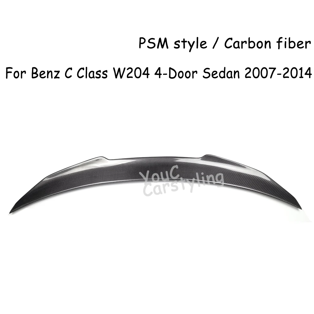 PSM Style Carbon Fiber Spoiler Trunk Boot Tail Lip for Mercedes C Class W204 4-door Sedan C180 C200 C250 C300 C350 2007-2014