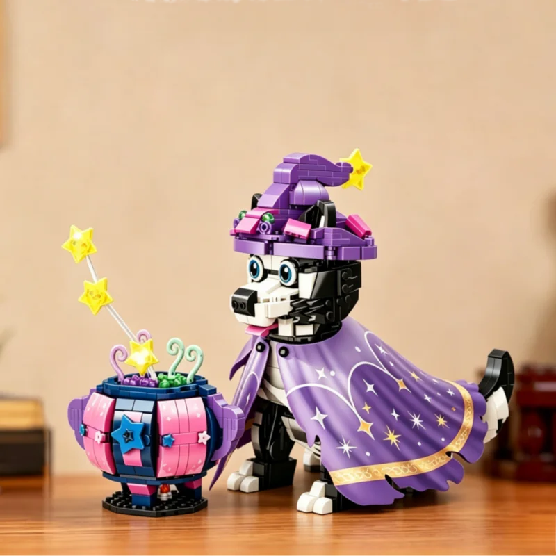 

2026 Magic Husky Building Blocks Set Wizard Themed Assembled Model Desktop Decoration Collectible Toy