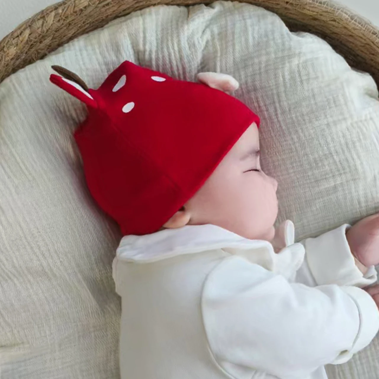 Cute Little Deer Baby Fetal Hat Soft Cotton Newborn Beanie Spring Autumn Warm Kids Pullover Cap 0-3Month Infant Christmas Hats - view 4