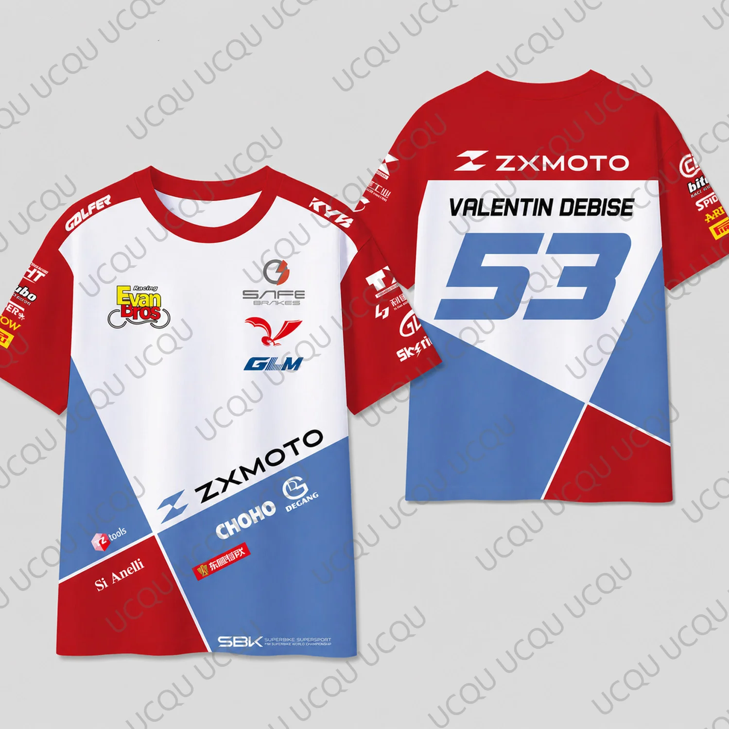 2026 New Summer Men Valentin Debise 53 ZXMOTO Factory Team Racing Jersey Short Sleeve Motorcycle Fan Adult/Kids tee