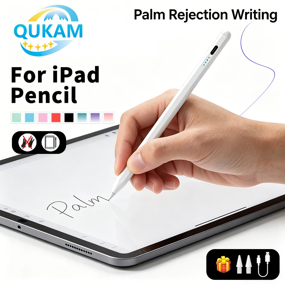 New Long Standby Smart Pencil Palm Rejection Function For iPad A16 2025 13/12.9/11/10.9/9.7/8.3in Pro Air Mini Gen Stylus Pen