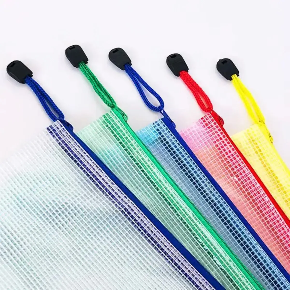 

Waterproof Clear Plastic Zipper Bags A4/A5 Mesh Organizer Uses For Office Travel Document Storage Color Random