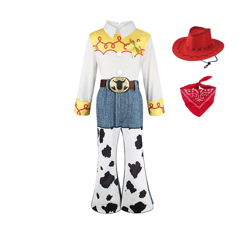 2026 Meisjes Jessie Cowgirl-kostuum Shirt met lange mouwen Koeprint Uitlopende broek Kinderen Cosplay Outfit Halloween Carnaval Vrijetijdskleding