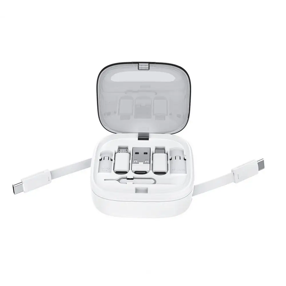 Cable Convertor Box Charging Adapter Box Data Cable Adapter Box with Usb 8-pin Multi-function Sim Card Removal Pin Storage 60w