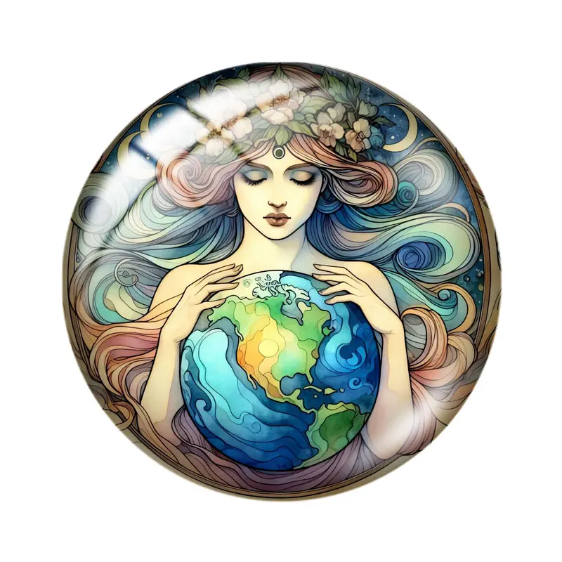 Nouveau Mother Earth 12/18/20/25mm glass cabochon  bracelet pendant rings for jewelry demo earrings back Making findings