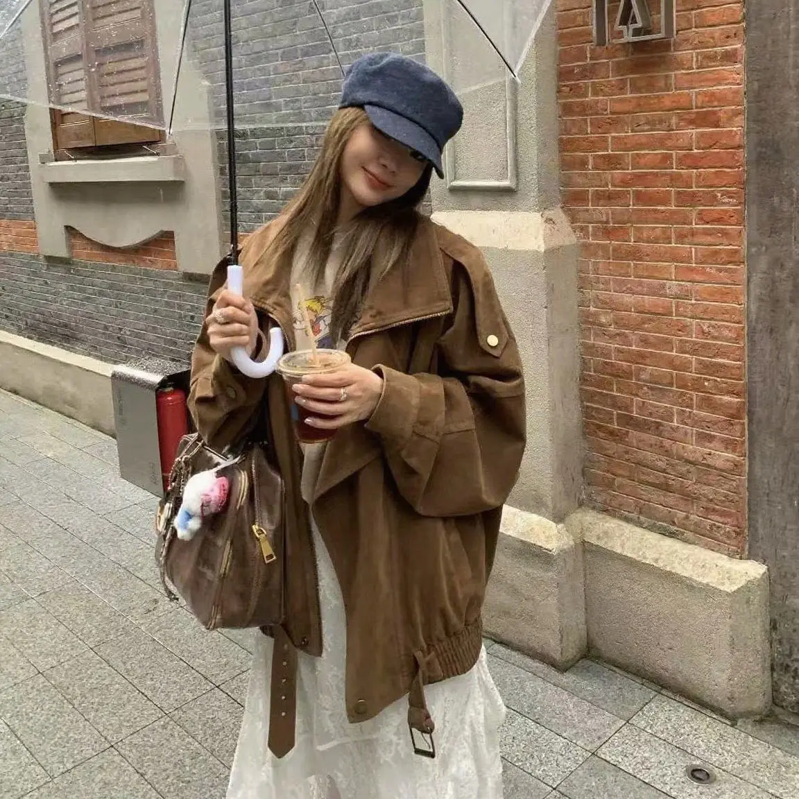 

Куртки-бомберы, женская куртка с эмблемой, осенняя фланелевая клетчатая куртка на пуговицах для колледжа, молодежная, модная, девичья, милая, в консервативном стиле, художественная, OL