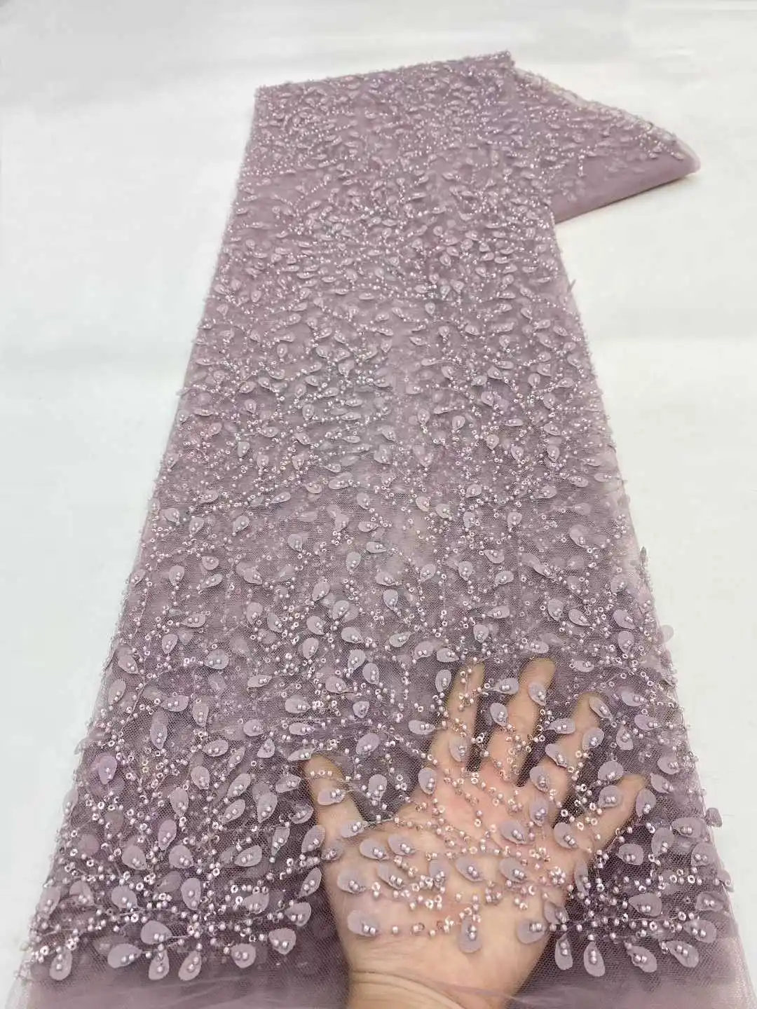 

Nigerian Luxury Sequins Beads Net Lace Fabric 2025 High Quality African 3D Lace Fabrics French For Wedding Party Dresses Sewing