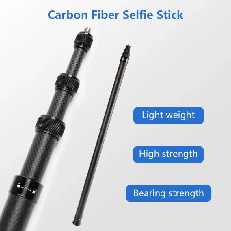 Carbon Fiber Extended Selfie Stick 1.5M/3.0M For Insta 360 X4 3/ONE X2 /ONE RS/GO 2 For GoPro DJI Action 4 3 Insta360 Accessorie