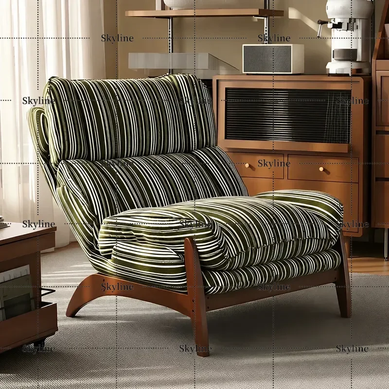for 2026 New Model Super Comfortable Solid Wood Single Seat Sofa Chair Living Room Balcony Leisure Lazy Can Lie Down and