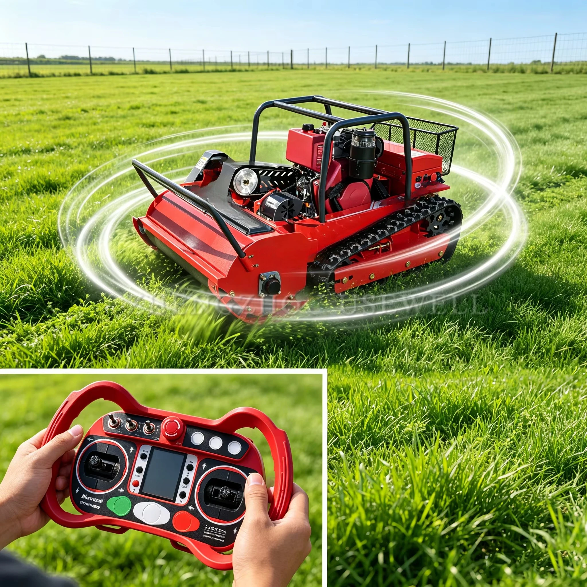 Remote Control Tracked Mower for Muddy Terrain No Sinking in Wetlands, Ideal for Forestry, Orchards, Riverbanks & Slopes