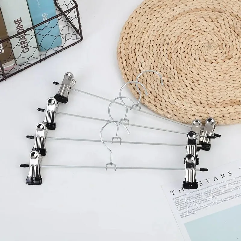 10pcs Multifunctional Trouser Rack Clip Stainless Steel Strong Telescopic Traceless Clothes Hanger