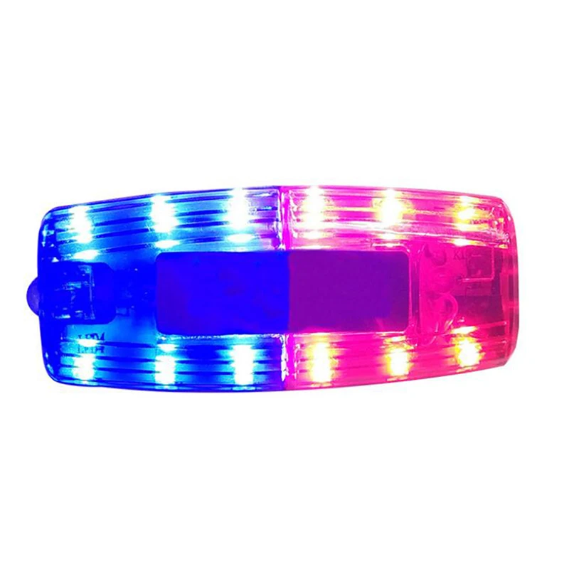 Blue Red Color LED Flashing Shoulder Lamp Alarm Patrol Warning Stainless Steel Clip Rechargeable Traffic Warning Light